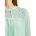 thumbnail image 6 of Allegra K Women's Round Neck Casual Blouses Lace Floral Long Sleeve Chiffon Top, 6 of 6