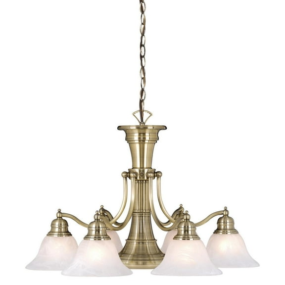 Brass Chandelier 6L Southwestern Style Light Fixture with Switch