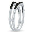 thumbnail image 4 of Diamond Princess 10kt White Gold Womens Round Black Color Enhanced Diamond Wrap Ring Guard Enhancer 1/3 Cttw, 4 of 4