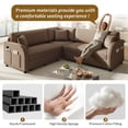 thumbnail image 4 of 85.1" Reversible L-Shaped Pull-Out Sofa Bed with USB Port & Side Pocket, Oversize Teddy Fleece Sectional Sleeper Couch (Left/Right Convertible, Brown), 4 of 8