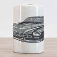 thumbnail image 2 of Cars Ceramic Toothbrush Holder, Hand Drawn Vintage Vehicle with Detailed Front Part Hood Lamps Rear View Mirror, Decorative Versatile Countertop for Bathroom, 4.5" X 2.7", Grey Blue Grey, 2 of 4