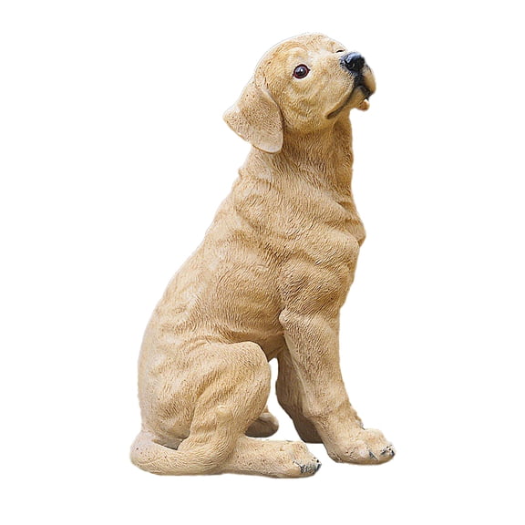 Resin Dog Puppy Figurine Animals Lovely Craft Home Decor Ornaments Collectible Birthday Gifts (Yellow)