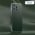 thumbnail image 1 of Genuine Cowhide Leather Phone Case for iPhone 16 14 12 13 15 Pro Max 15Pro 14Pro Luxury Plating Full Lens Protection Back Cover Green(A006) For iPhone 11Pro Max, 1 of 6