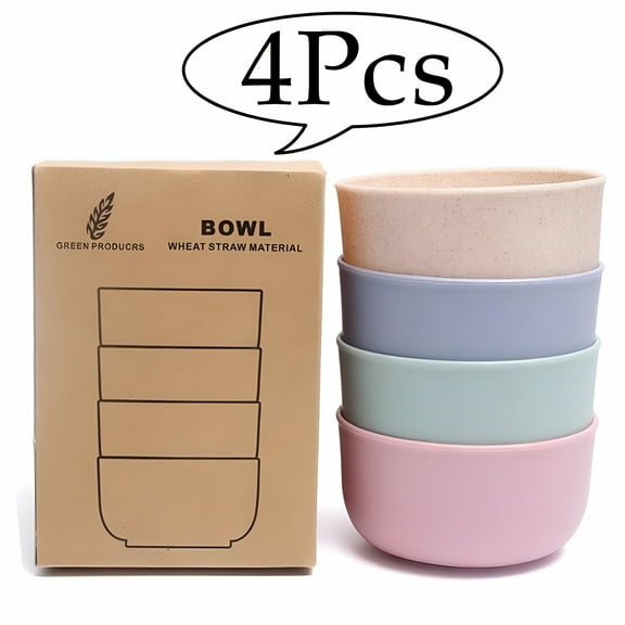 ACDANC 4 Pack Unbreakable Cereal Bowls - Wheat Straw Fiber Lightweight Bowl Sets 4 - Dishwasher&Microwave Safe - for Children,Rice,Soup Bowls - BPA Free Healthy for Kids Toddler&Adult