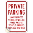 thumbnail image 1 of Private Parking No Parking Sign, 10x7 Vinyl Sticker, 1 of 1