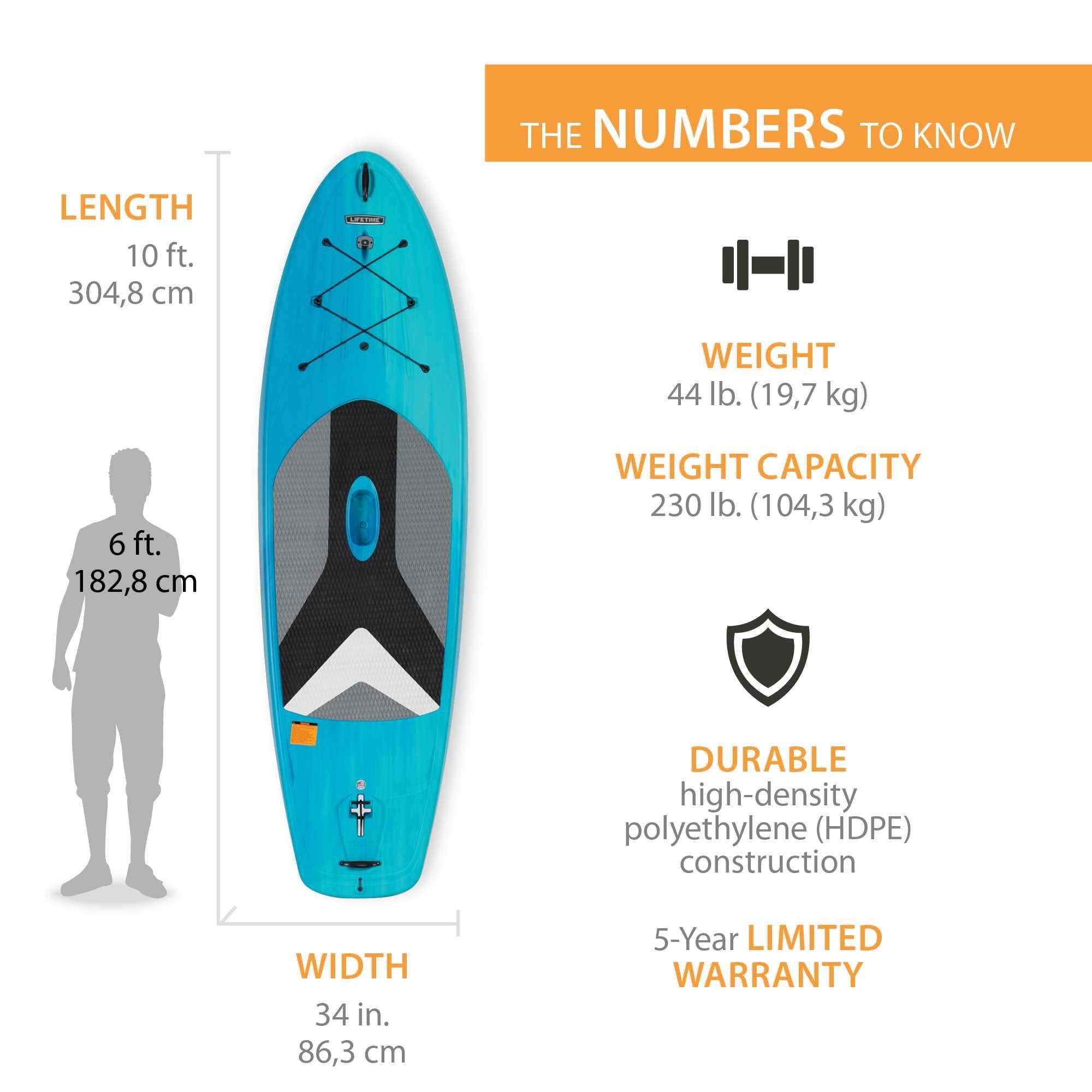 Lifetime Horizon 10 ft Stand-Up Paddle Board with Paddle, Bahama Fusion, Set of 2 (91014)