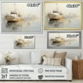 thumbnail image 4 of Designart "Minimalist Gold And Grey Fishing Boat I" Boat Fishing Picture Framed Wall Art Living Room, 4 of 5