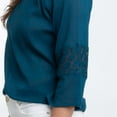 thumbnail image 6 of Elsie & Zoey Skylah Boho XL Tidel Teal Raglan Sleeve Crepe Blouse for Women, 6 of 7