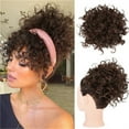 thumbnail image 1 of Wig Elastic Drawstring Loose Short Curly Bun High Temperature Silk Curly Hair Bag With Drawstring Fluffy And Messy Hair Bag Elastic Ponytail Rope For Curly Hair, wig for Women, 1 of 8