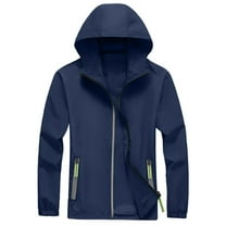 Evdexr Zip Up Rain Jacket Mens Hooded Jacket Coat Waterproof Sun Protection Hiking Jacket Fall Long Sleeve Lightweight Uv Protect with Pocket Raincoat Dark Blue 6XL