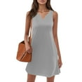 thumbnail image 5 of Women's Tank Nightgown V Neck Sleepshirts Soft Sleeveless Chemise Nightdress Light Gray 2XL, 5 of 7