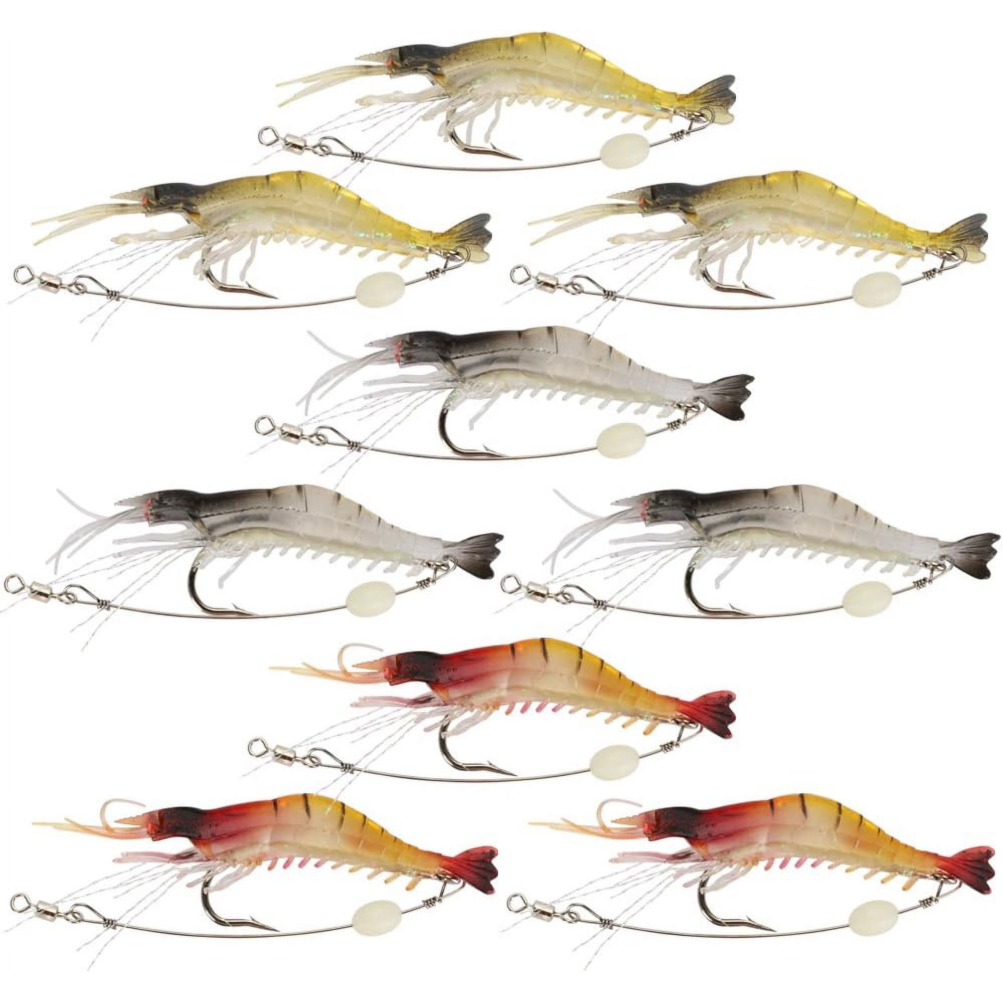 BARMOTU Soft Shrimp Lures Fishing Saltwater Luminous Shrimp Bait Set
