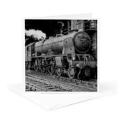 3dRose, Magic Lantern Vintage LMS Royal Scot Steam Locomotive Train Station, 1 Greeting Card with envelope