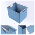 thumbnail image 2 of Unique Bargains Fabric Storage Bin with Wooden Handles Blue 15*12.8*12.8, 2 of 6