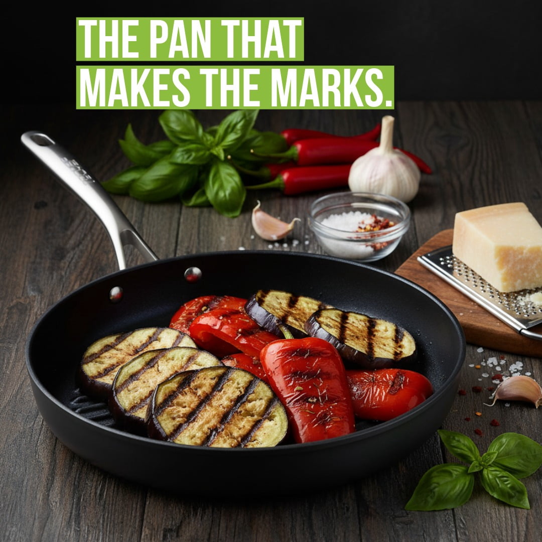 TECHEF - Onyx Collection, 12-Inch Grill Pan, coated with New Teflon Platinum Non-Stick Coating, Made in Korea