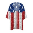 thumbnail image 4 of Dolkfu Fourth of July Coverup American Flag Print Puff Sleeve Kimono Cardigan Loose Chiffon Cover Up, 4 of 7