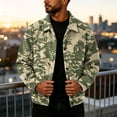 thumbnail image 4 of Delconic Mens Corduroy Jacket Loose Casual Turn Down Collar Long Sleeve Button Front Overshirt Camouflage Print Fall Winter Top Army Green L, 4 of 8