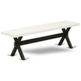 thumbnail image 2 of East West Furniture X2-626 3 Piece Kitchen Set - 1 Linen White Dining Room Table and 2 Modern Benches - Stable and Sturdy Constructed - Wire Brushed Black Finish, 2 of 2