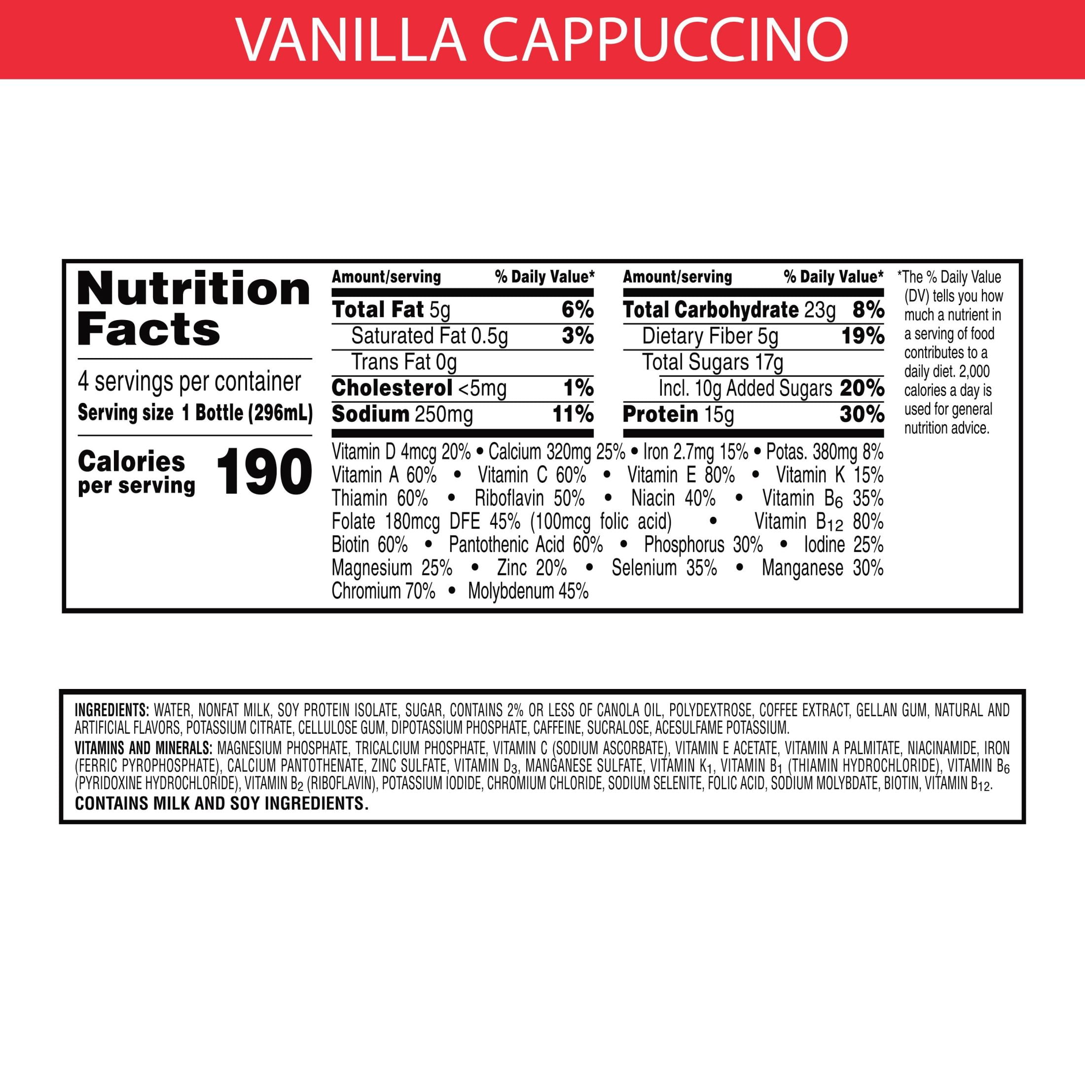 Kellogg's Special K Vanilla Cappuccino Protein Shakes, Gluten Free, 40 oz, 4 Count