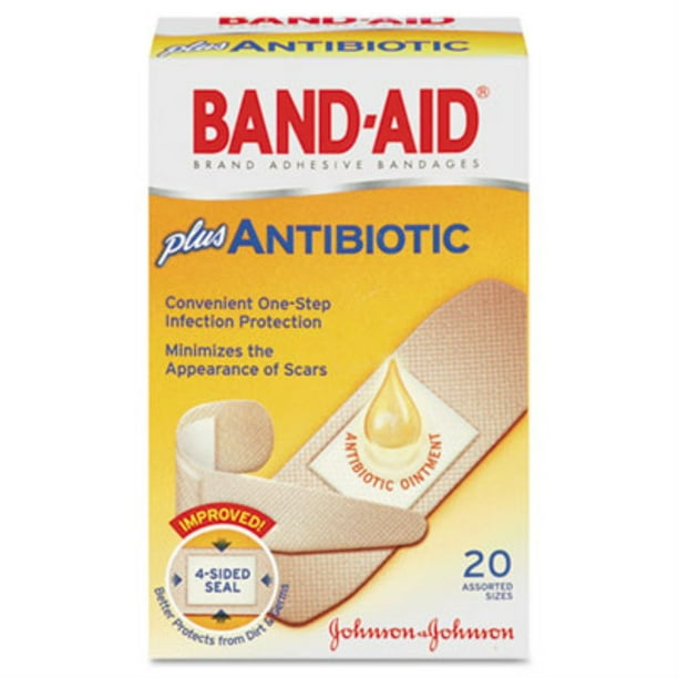Band-Aid® Brand Antibiotic Bandages, Assorted Sizes, Box of 20