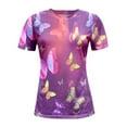 thumbnail image 4 of Ensembles pour Femmes en Solde 2 Pcs Costume de Sport d'Été Décontracté pour Femmes Col Rond Imprimé Manches Courtes Ensemble Short Violet S, 4 of 5