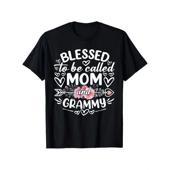 Blessed to be Called Mom and Grammy T-Shirt, Loving Floral Hearts Design, Unique Mother's Day Grandparent Gift, Women's Appreciation Apparel