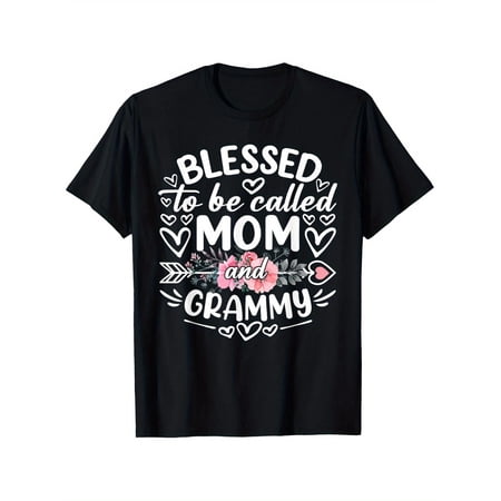 Blessed to be Called Mom and Grammy T-Shirt, Loving Floral Hearts Design, Unique Mother's Day Grandparent Gift, Women's Appreciation Apparel