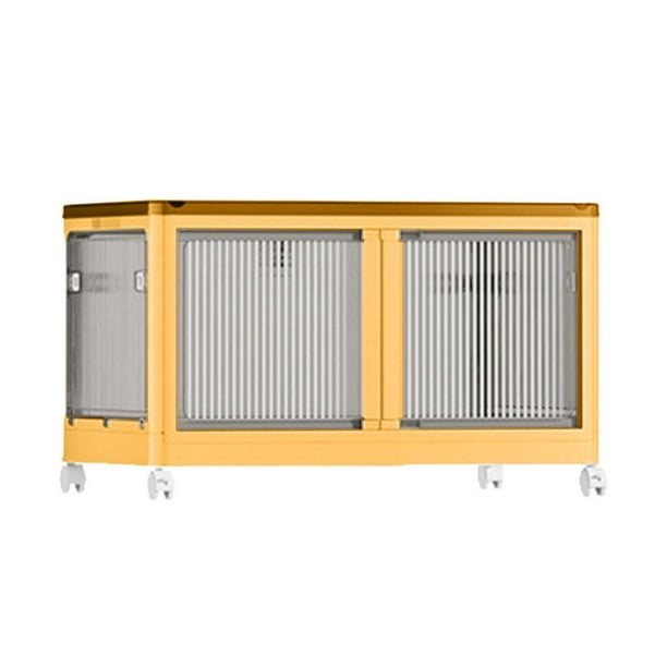 Caja de almacenamiento de armario de ropa portátil, independiente, organizador de ropa plegable, amarillo