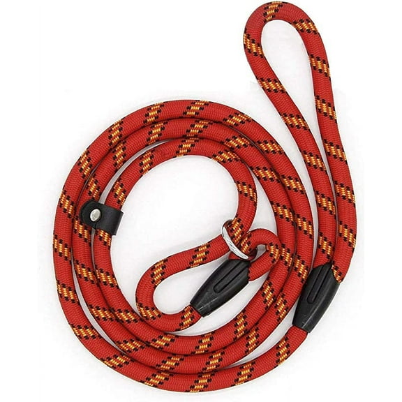 Plutput Dog Slip Rope Leash 5 FT Pet leash Lead Rope for Dog Adjustable Dog Training Leash Nylon Dog  Rope Red