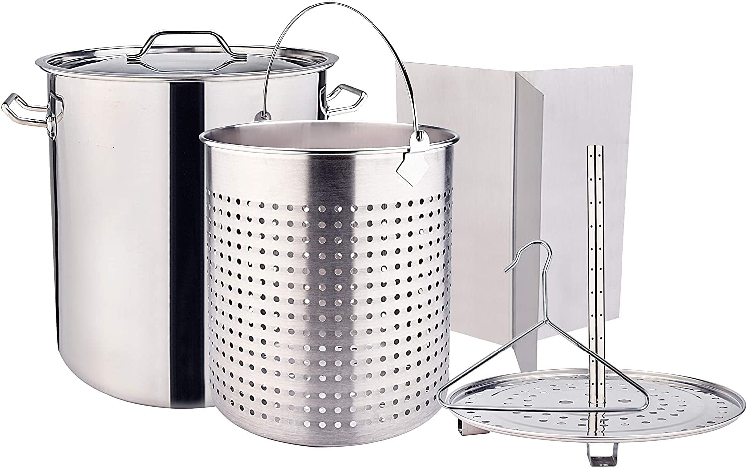 ARC USA 64QT 16Gallon Stainless Steel Stock Pot All in One Function with Basket Steamer Divider