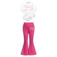thumbnail image 3 of Letdown Stylish Girls Outfits Casual Bow Print Top and Flared Leg Pants for Toddler and Kids Outdoor Activities Everyday Wear Comfortable Summer and Play Short Sleeves Pant Back To School Size 5-14Y, 3 of 5