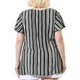 thumbnail image 3 of Agnes Orinda Women's Plus Size Tips Stripes Round Neck Short Sleeve Shirts Boho Summer Blouses, 3 of 6