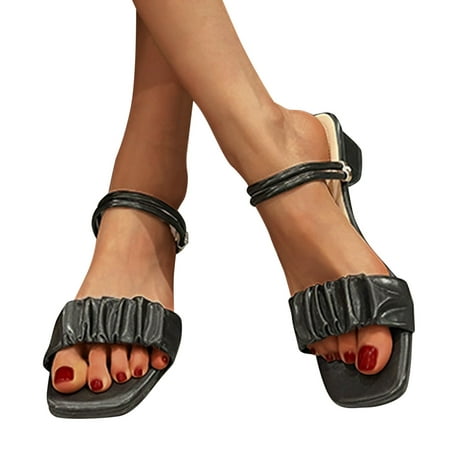 

CAICJ98 Sandals Women Women s Sandals Bohemia Summer Beach Flats Beaded Ankle Strappy Sandal Dressy Shoes Black