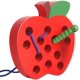 thumbnail image 1 of Juguete De Gusano Tejido Con Cordones De Manzana De Madera, Juguete De Viaje De Aprendizaje Divertido, Habilidad De Motor Fino, Regalo Educativo, Juguetes Para Niños Pequeños De 3 Años Jormftte WMZL-1329, 1 of 7