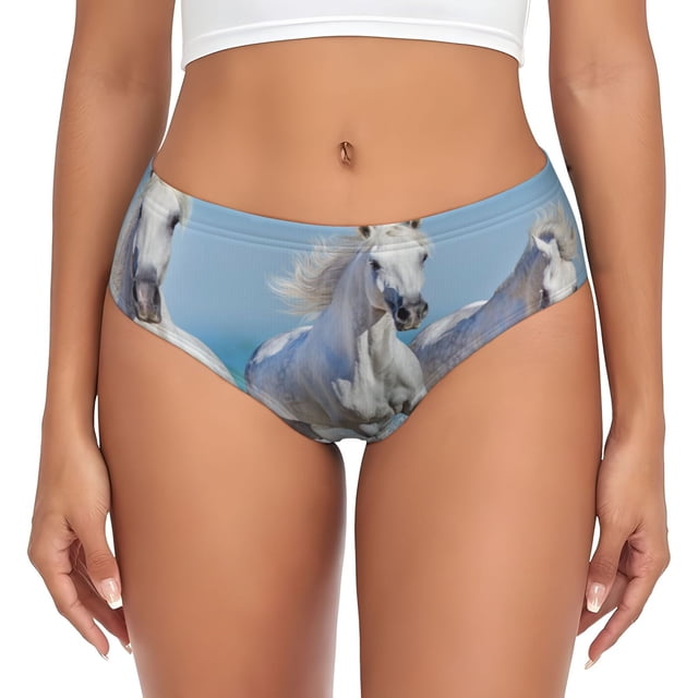 Fotbe Horses Running Through The Water Calzones Estampados para Mujer – Ropa Interior de Algodón, Cómoda, Suave y Elástica-X-Large