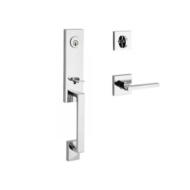 Baldwin SC.SEAXSQU.L.CSR.260 Single Cylinder Seattle Handleset Left Hand Square Lever & Contemporary Square Rose, Bright Chrome