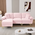 thumbnail image 3 of Rophefx 88.5" Sectional Couches for Living Room,3-Seat L-Shaped Sofa,Upholstered Velvet Fabric with Ottoman,Pink, 3 of 9