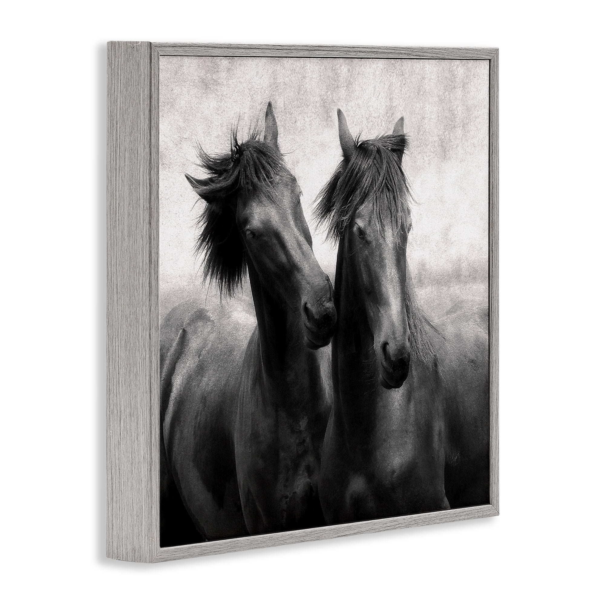 Stupell Industries Short Haired Horse Pair Gray Framed Giclee Art, design by Lars Van de Goor