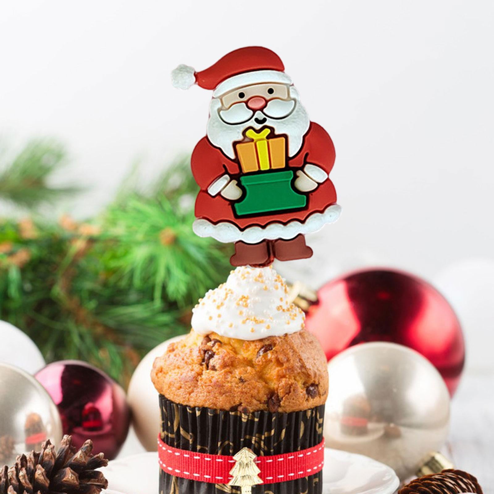 Buy 10 Pcs Christmas Decor Toppers Para Comida Cake Insert Paper Cup Hat  Ornaments Food Topersitos Online
