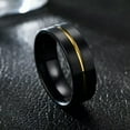 thumbnail image 2 of 8mm Gold+Black Titanium Steel Brushed Band Men Male's Anniversary Ring Size 6-13, 2 of 6