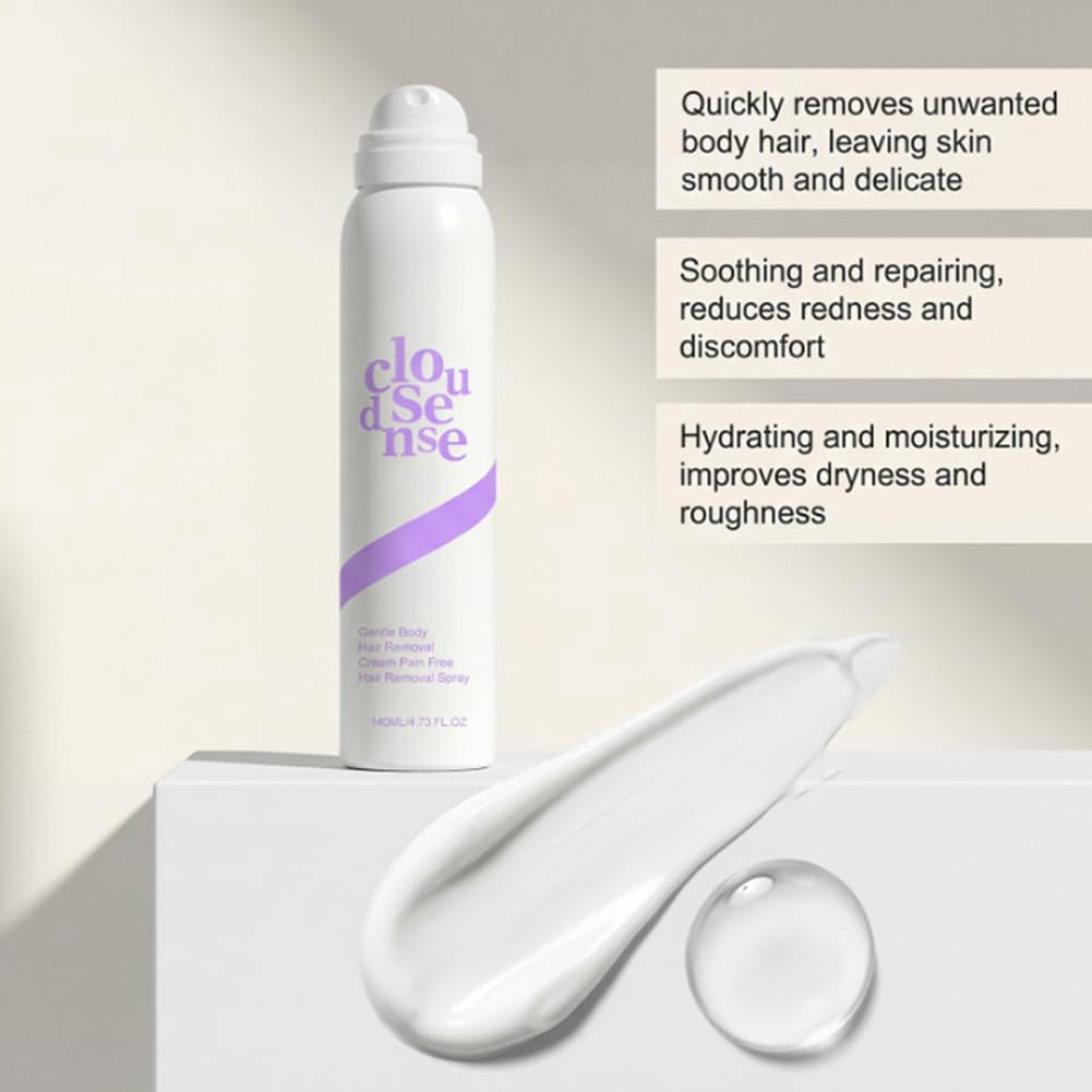 Cloud Sense Hair Removal Spray, Smooth Hair Removal Spray, Bikini Pain Free Hair Removal Spray, Skin-Loving Ingredients, Suitable for Every Skin Type and Corner Women and Men (Spray*1)