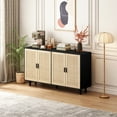 thumbnail image 3 of Miekor Furniture 62.20"Elegant and Functional 4-Door Rattan Decorative Storage Cabinet,for Bedroom,Living Room,Office,Easy Assembly,Black B5A3542, 3 of 9