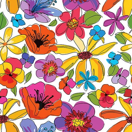 30" X 5' Gift Wrap, Floral Splash