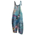thumbnail image 2 of Summer Plus Size Floral Boho Bib Overalls for Women Hippie Jumpsuit Print Spaghetti Strap Rompers Sky Blue XL, 2 of 3