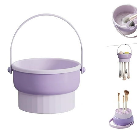 Makeup Brush Cleaner Mat 3 in 1 Silicone Makeup Brush Cleaner Bowl Cosmetic Brushes Cleaning Tool Organizer for Storage and Air Drying