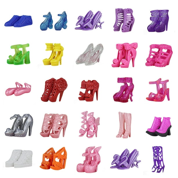 12 Pares en Una Zapatos Juguete para Muñecas 30CM Accesorios Universales Zapatos Princesa Vestir Con Tacones Altos (zapatos Aleatorios 12 Uds)