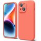 thumbnail image 1 of Funda de silicona para iPhone 14 Plus con protector de cámara, funda de gel de goma suave, fina y ajustada, protección estética de TPU con agarre, neutra, para mujer y niña, color naranja, 1 of 8