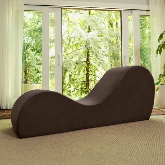 Avana Yoga Chaise Indoor Lounge Chair, Microvelvet Brown