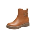 thumbnail image 2 of NexTorq Leather Ankle Boots for Women Low Heel Chunky Heeled Short Boots Round Toe Dress Booties with Side Zipper & Buckle Comfortable Non-Slip Fashion Casual Winter Fall Shoes Ginger US-7.5 (EU-40), 2 of 6