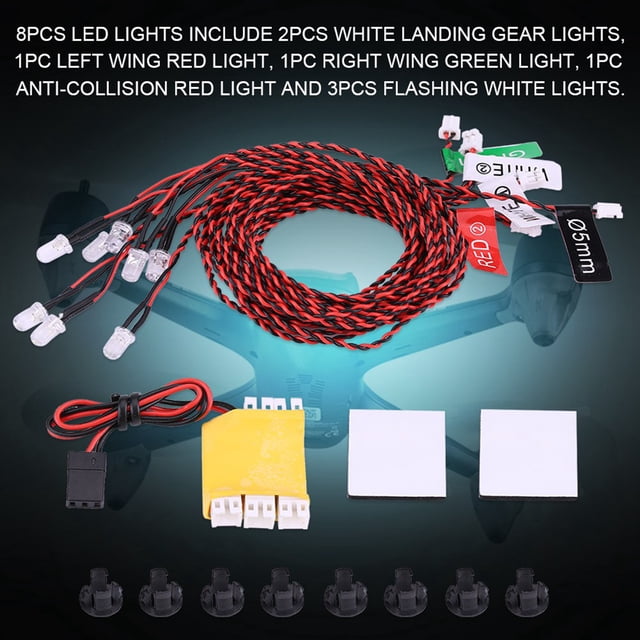 Kit De Iluminación LED, Luces Intermitentes De Simulación, Avión RC, Helicóptero, Compatible Con Control Remoto FUTABA JR